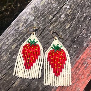 Hand beaded strawberry earrings